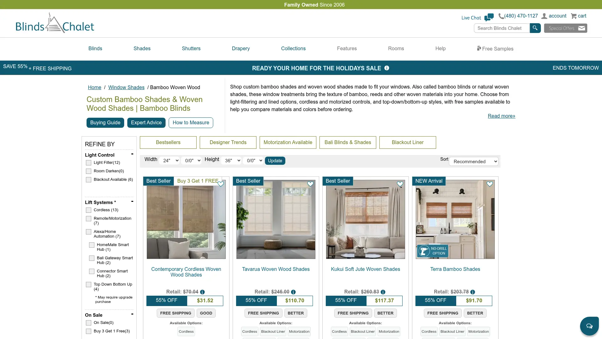 Blinds Chalet website
